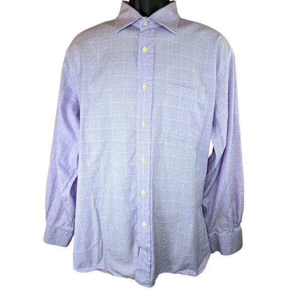 Peter Millar Crown Purple Plaid Dress Shirt Mens 17 -Large - Picture 1 of 7